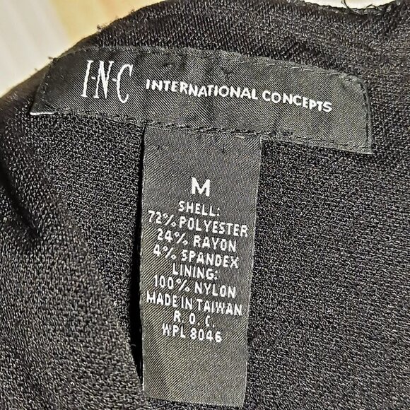 INC Size Medium Black/White Striped Sleeveless Dress Embellished Neckline EUC - Picture 8 of 10